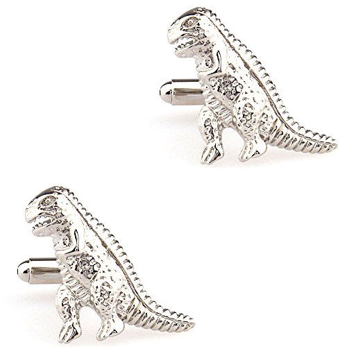 Preisvergleich Produktbild CIFIDET Silber Dinosaurier Manschettenknöpfe Fashion Herren Hemd Manschettenknöpfe mit Geschenk-Box