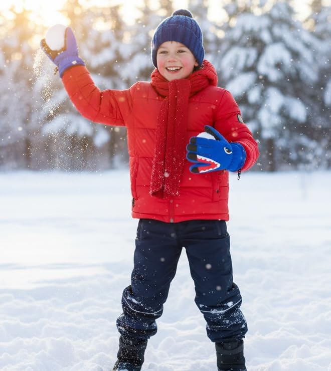 Winter Shark Gloves for Kids Boys Thermal Windproof Warm Ski Gloves for Cold Weather Outdoor(for 7-14Yrs) - Image 6