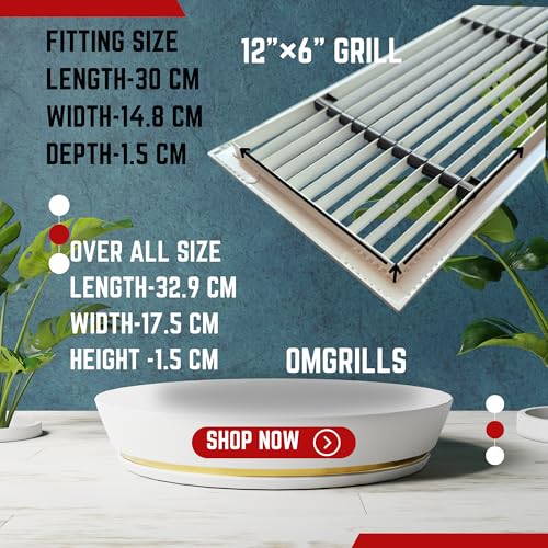 Image of Premium Central air Conditioning Grille- Linear Bar Grilles - Aluminium Powder Coated Grill, Ventilation Grill, Home Grill, ac Jali, Grill for Wall, Sidewall and Ceiling (12 inch * 6 inch)