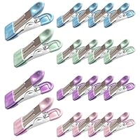 MOXYOY 20 Pcs Stainless Steel Clothes Pegs, Metal Clothe Peg Stainless Steel Peg Designed to Avoid Marks UV Resistant Metal Pegs for Clothes, Jeans, Socks, Towel, Photos (colourful)