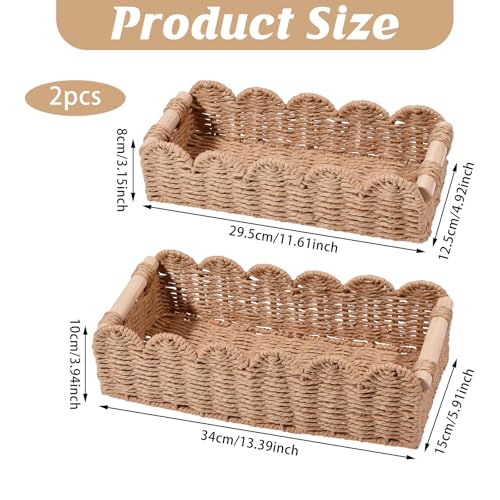 Cesta ondulada de mimbre rectangular: organizador de algas marinas para estanterías de hogar 3