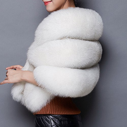 Caracilia Women Luxury Faux Fur Coat Jackets Wrap Cape Shawl for Wedding Party4