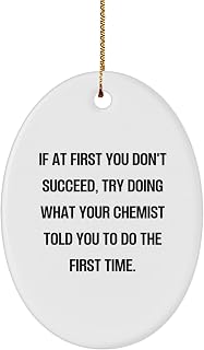 Funny Chemist Gifts from Friends, Oval Ornament for Chemist, If at First You Don't Succeed, Chemist Christmas Unique Ideas