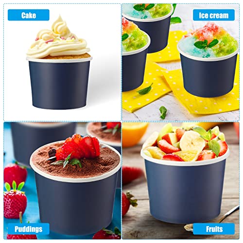 Image of Didaey 100 Pcs Paper Ice Cream Bowls Disposable Dessert Cups Yogurt Sundae Containers Disposable Yogurt Dessert Bowls for Food, Party Supply, Soup, Ice Cream, Blue(8 oz) (Pack of 2)