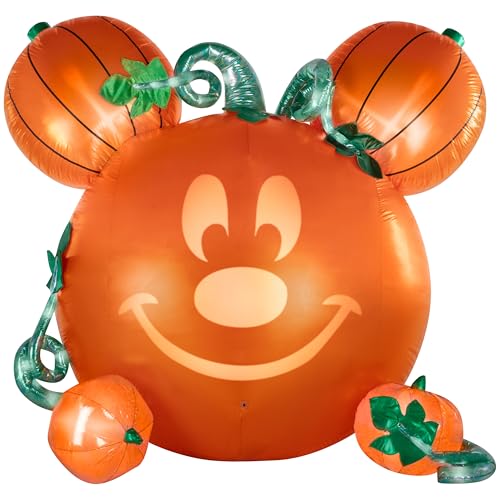 Disney Mickey Mouse Pumpkin Halloween Inflatable with EmoteGlow Face and Monster Mash 6-Ft Lighted Airblown Yard Decor
