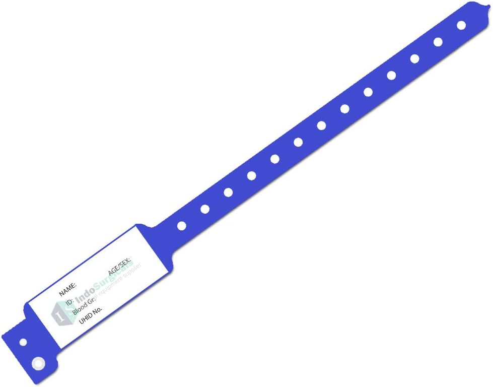 IS IndoSurgicals ID Band for Hospital, Patient Identification Band Adult, BLUE Color (Pack of 100 Pcs.)