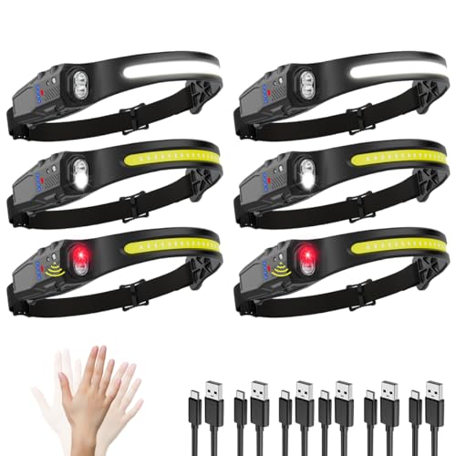 Headlamp Rechargeable 6Pack, 230° Wide Beam LED Headlamp, 7Mode Headlamps