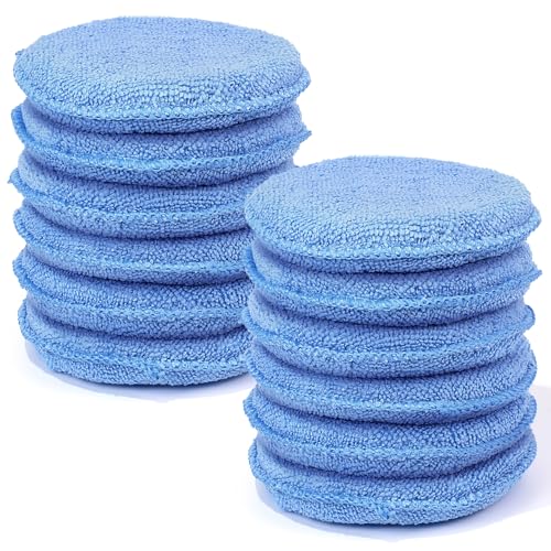 Image of FONAROLL Wax Applicator Pads Polishing Pads Microfiber Applicator Pad for Car Wax and Polishing (Blue 12Pcs)