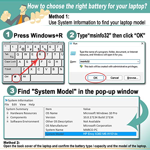ANTIEE HT03XL Laptop Batteria per Hp Pavilion