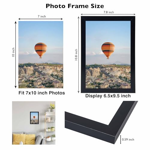 Image of JCJMY 7x10 Picture Frame for Wall Hanging or Tabletop, Wall Mounting Horizontally or Vertically, 7 x 10 Wall Gallery Poster Photo Frames for 7 by 10 Photos, Black