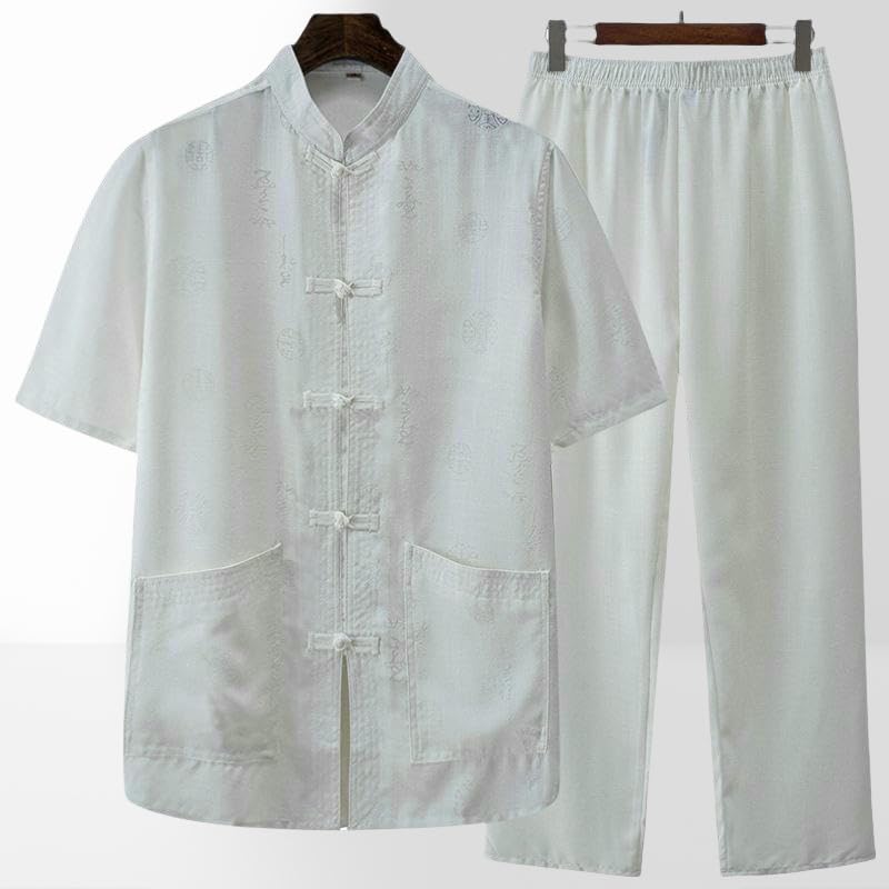Ensemble tang d'été pour homme en lin respirant style chinois hanfu ultra léger - 5