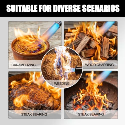 Image of Powerful Propane Torch Gun, Adjustable Flame Kitchen Blow Torch for Cooking, Searing Steak, BBQ, Campfire, Charcoal Lighter (Tank Not Included)