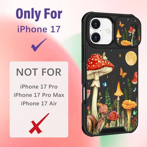 Image of Funermei for iPhone 17 Case - Women Girls Cute Phone Cover Pretty Girly Aesthetic Black Butterfly Unique Design with Slide Camera Cover and Dual Protection Funda for iPhone 17 Case