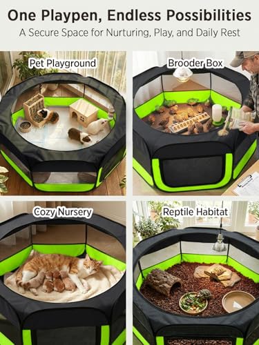 Image of UWE Extra Large Small Animal Playpen, Waterproof Foldable Pet Playpen,Green