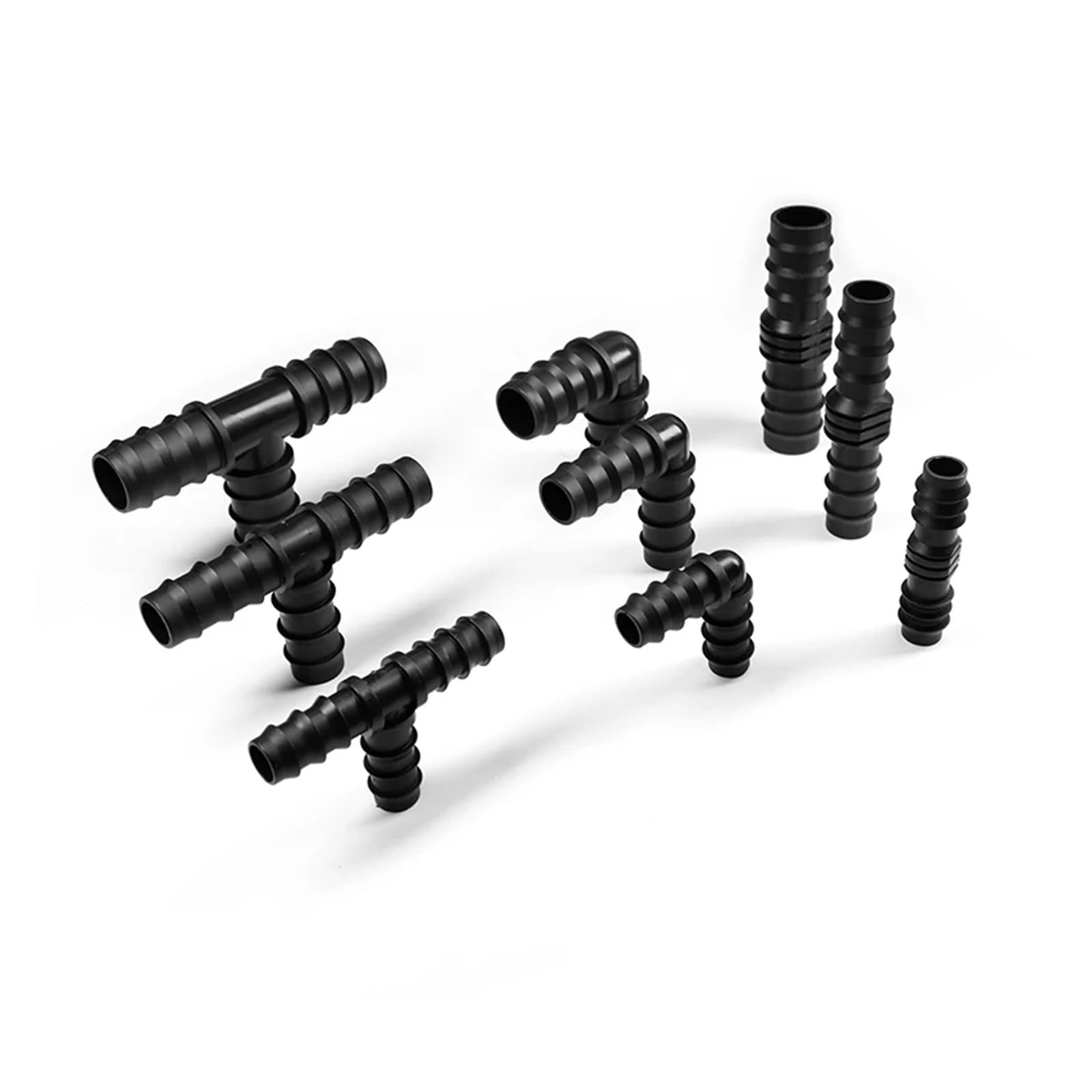 Junta de tubería de PE, conector de codo recto en T de 16mm, 20mm y 25mm, conector de manguera rociadora for riego de invernadero(Straight,25mm,50 pieces)