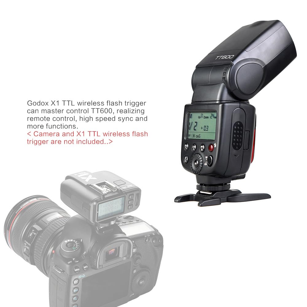 Godox Thinklite TT600 Flash Speedlite per Fotocamera con Sistema Wireless 2.4G Integrato, GN60, Compatibile con Canon, Nikon, Pentax, Olympus, Fujifilm e Trigger X1T-C/N