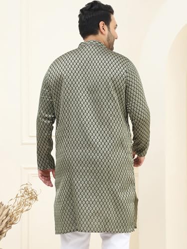 Image of SOJANYA Plus (Since 1958) Men's Cotton Linen Foil Printed Only Long Kurta
