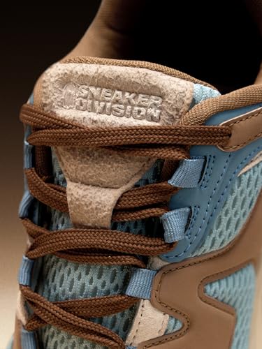 Image of The Souled Store Fumes NX: Sage Men and Boys Low Top Sneakers Green and Off White Streetwear Chunky Trainer Breathable Mesh Cushioned Midsole Durable Sole Lace Up Lightweight Padded Collar