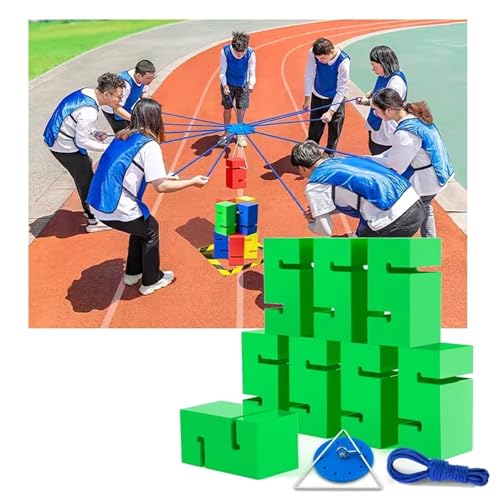 juegos de team building para el trabajo, Juego de torre de construcción de equipos IEOWY, Actividades en grupo al aire libre Divertidos Juegos de carreras, Promueve la Comunicación Amistosa (Verde