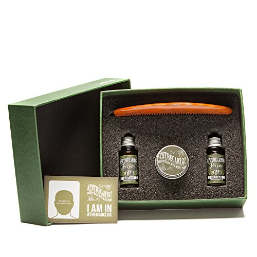 Apothecary 87, the Man Club Gift Box, (Original Recipe Beard Oil 10ml; Vanilla & Mango Beard Oil 10ml; 1893 Moustache Wax 16g & Bamboo Barber Comb) by Apothecary 87