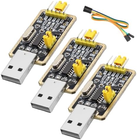 APKLVSR 3 Stück UART-TTL USB Adapter mit CH340G Konverter für 3.3V und 5V mit Jumperkabel RS232 zu TTL USB Adapter für Arduino