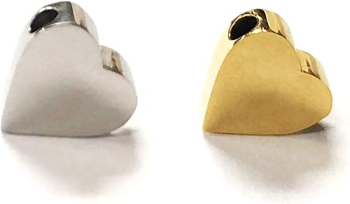 Miniatura 2 de TSJ 20 dijes de corazón pequeños en forma de corazón, cuentas de corazón de metal dorado y plateado para hacer joyas, dijes hechos a mano, collares,