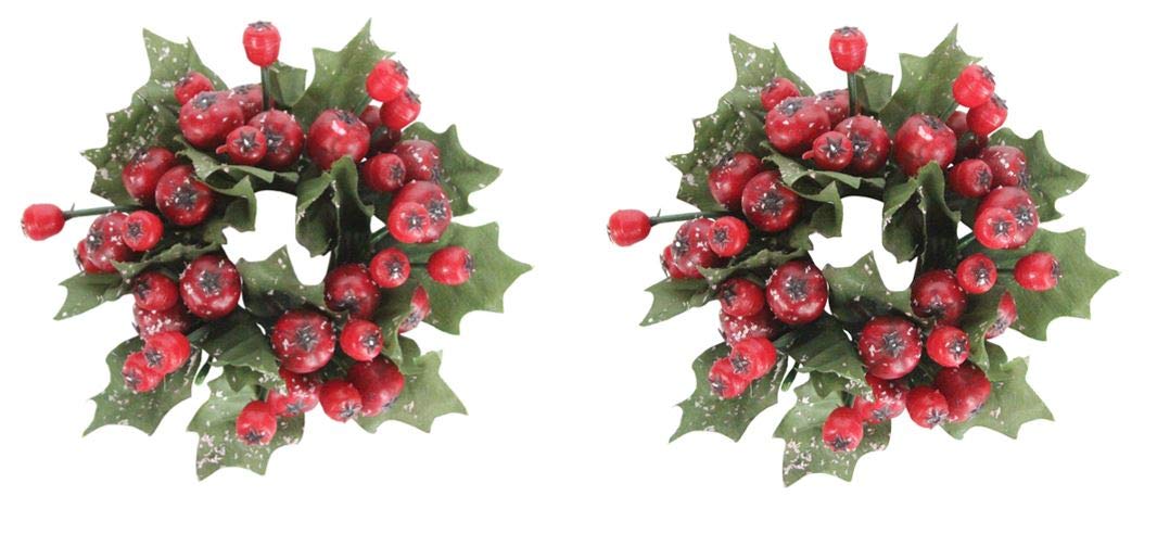 Christmas @ Thumpers Red Gisela Graham Candle Rings Cranberries (Set Of 2)