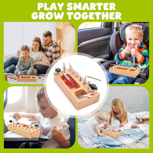 TenFans Montessori Busy Board for Toddlers 3-5 Years, Wooden Screwdriver Activity Board, Fine Motor Skills & Sensory Development Toy, Preschool Learning & Travel - Image 6