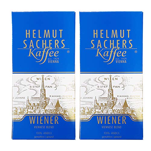 Helmut Sachers Austrian Kaffee Wiener Viennese Blend Ground Coffee, 100% Arabian Coffee (2 Pack, Total 35.2oz)