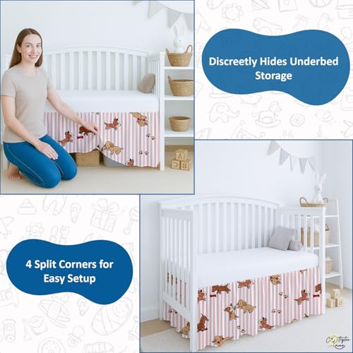 Image of Puppy Love Crib Skirt Dust Ruffle 14 inch Drop, Fits 28 inch x 52 inch