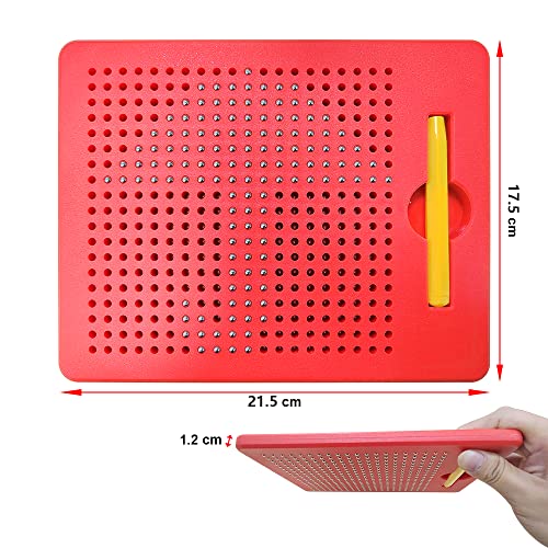 YATOSEEN Zaubertafel Kinder, Zeichenbrett mit Stift Stahlkugel Magnetische Tablet Kinder Spielzeug Zeichnen Geschenke für Kinder ab 3 Jahren, 217 x 174 x 12 mm (Klein, Rot)