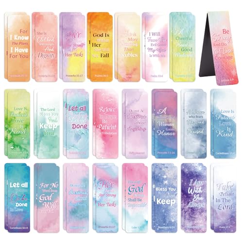 WSICSE 48 Pcs Bible Verse Magnetic Bookmarks 24 Christian Scripture Double Sided Book Marks for Reading Women Students Teachers School Church Office Gifts