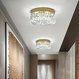 VETRULUS Crystal Chandelier 40cm Gold Flush Mount Ceiling Light Fixture Modern LED Chandeliers for Dining Room Living Room Bedroom Kitchen Foyer - Image 6