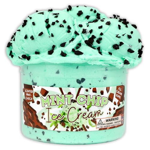 Mint Chip Ice Cream - Ice-Cream Textured Slime - Handmade in USA - Dope Slimes - Teal