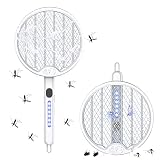 raqueta anti moscas 💗【Matamoscas Eléctrico Plegable 3 en 1】El diseño de moda plegable de 180 ° proporciona 3 formas de uso. Cuando está en posición vertical, se puede utilizar como un palo repelente de mosquitos de mano, el mango plegado, se puede utilizar como una lámpara repelente de mosquitos. Matamoscas eléctrico con un cordón, también puede colgar el palo de mosquitos para usar. Diseño plegable, fácil de almacenar, ahorro de espacio, adecuado para el uso de múltiples escenarios.
