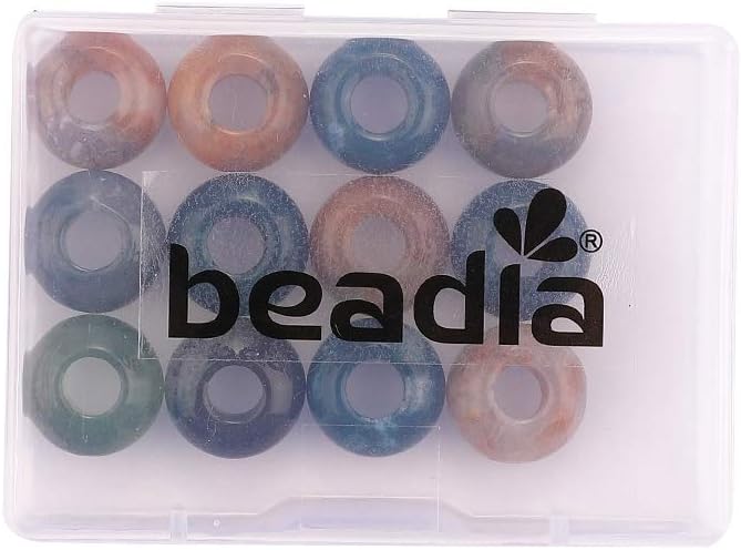 Natural Indian Agate Rondelle Stone with Large Hole (5.5mm) Loose Semi Gemstone Beads for Jewelry Making 14mmx7.5mm 12pcs - Image 5