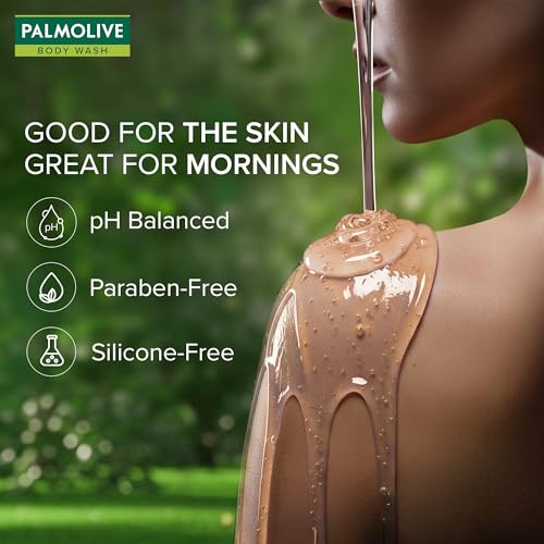 Image of Palmolive Mindful Awake Body Wash, 750ml Shower Gel Single Pump Bottle, 100% Natural Orange & Hibiscus Extracts, pH Balanced Bodywash, Free of Parabens & Silicones