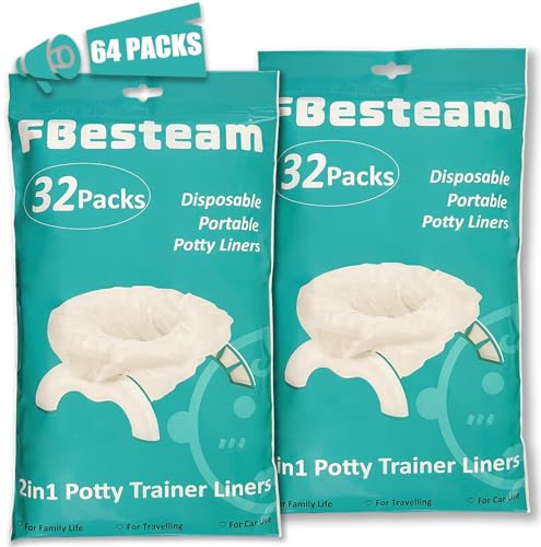 FBesteam 64 Packs Potty Bags - Disposable Travel Potty Liners with 200ML Absorbent Pads, Portable...
