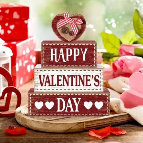 Pile de livres décorative bois avec cœur amour Saint-Valentin
