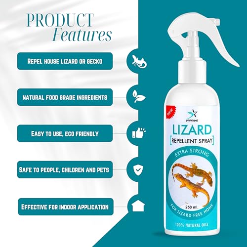 Image of VRPRIME Lizard Repellent for Home Spray Pest Control | Made With Plants Oil, Natural Non Toxic, Irritant-Free, Chemical-Free | Baby Safe Plant Safe (250 ML) (Peppermint) (PACK OF 1 With Microfiber)