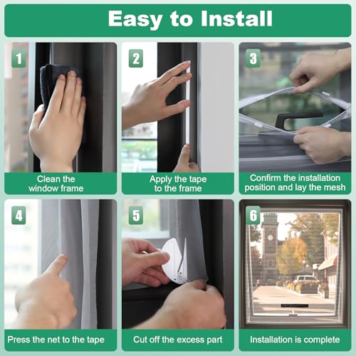 REDTRON DIY Window Screen with Magnetic Opening (1 Piece, White), 130cm*150cm Self-Adhesive Fly Screen for Windows with Magnetic Opening, Adjustable Mosquito Window Net Keep Bugs/Flies Out - Image 7