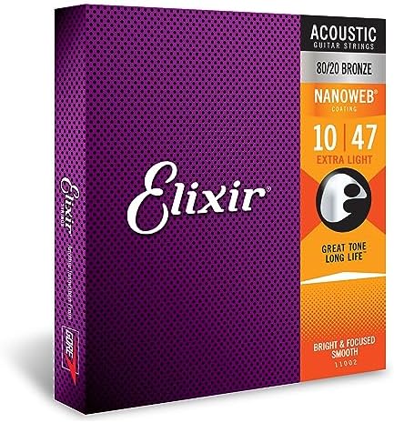 Elixir 16182 struny fosforowe brązowe struny do gitary akustycznej w powłoce NANOWEB, światło HD (.013-.053)