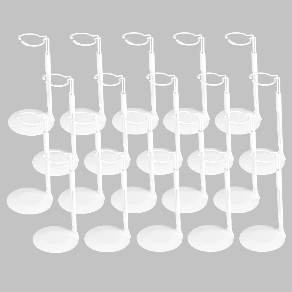 UCanaan 20 pcs Doll Stand - Action Figure Stands with Expandable Waist Wire for 8"-14" Dolls Doll Stands for 8 to 12inch Dolls Suitable for 1/6 Dolls Accessories，Action Figure Stand (White, 20)