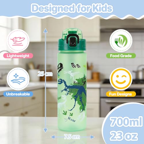 SUPPRUI Trinkflasche Kinder,700ml Trinkflasche Schule Auslaufsicher,Kohlensäure Geeignet, BPA-Frei,One-Touch-Öffnung,Leicht zu Reinigen,Kindertrinkflaschen (Lila)