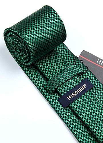 Image of HISDERN Ties for Men Solid Houndstooth Neckties Handkerchief Formal Business Tie & Pocket Square Set Wedding Party