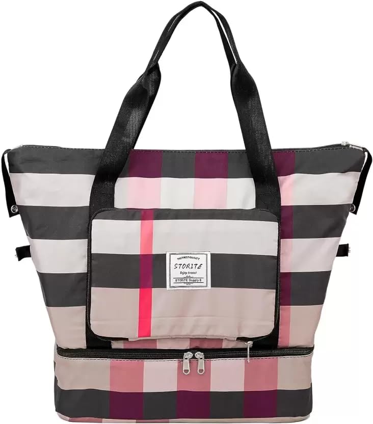 41 L Hand Duffel Bag – Nylon 23 Cms Foldable Travel Duffle Bag with Shoe Compartment – Black – Large Capacity