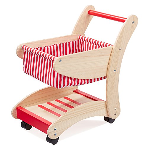 Preisvergleich Produktbild Howa Einkaufswagen für Kinder aus Holz Natur / rot 48821