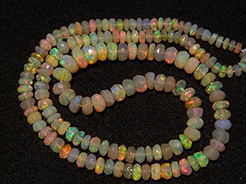 Cuentas de ópalo etíope natural de 1 hebra, ópalo Welo, cuentas de ópalo etíope facetado, cuentas Rondelle, cuentas de 0.177in a 0.217in, 2 pulgadas