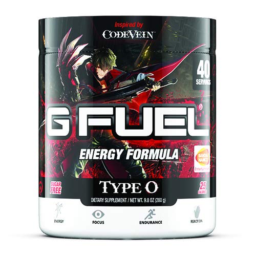 G Fuel Type O Tub (40 Servings) Elite Energy and Endurance Formula 9.8 oz. Inspired by Code Vein (Main Protagonist Label)