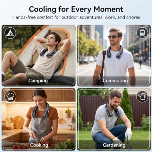 Image of Neck Fan Portable, 6000mAh Rechargeable Personal Fan (up to 20H), 6 Speeds Hands-Free Wearable Fan, for Travel, Outdoor, Office, Gym, Summer Gifts for Men Women Dad Mom